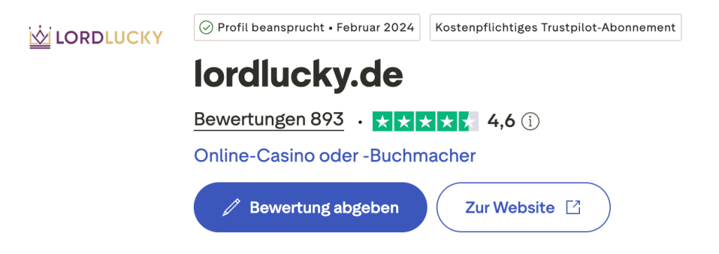 LORDLUCKY erfahrungen trustpilot erfahrungsberichte
